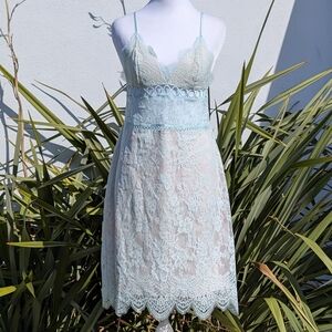 Victoria’s Secret Creamsicle Lace & Nude Slip Dress - Baby Blue Size Small